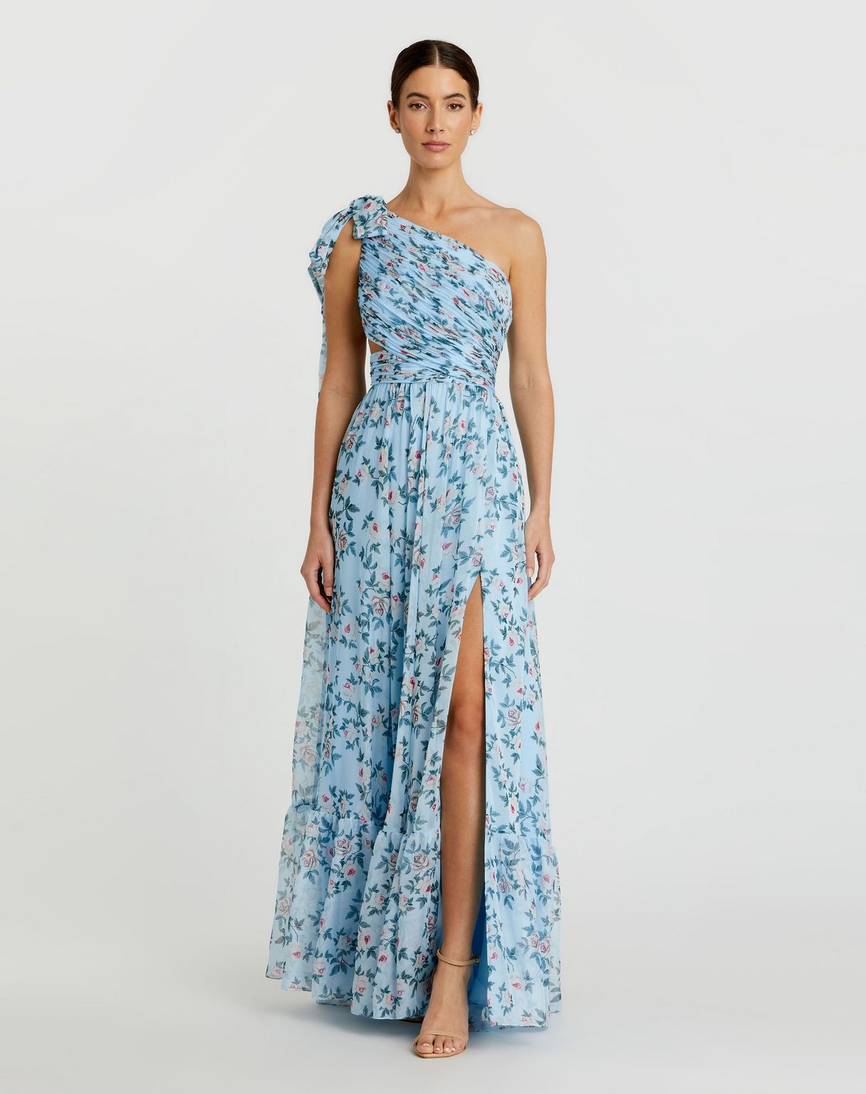 Mac Duggal 56051 Long Floral Slit Formal Prom Dress