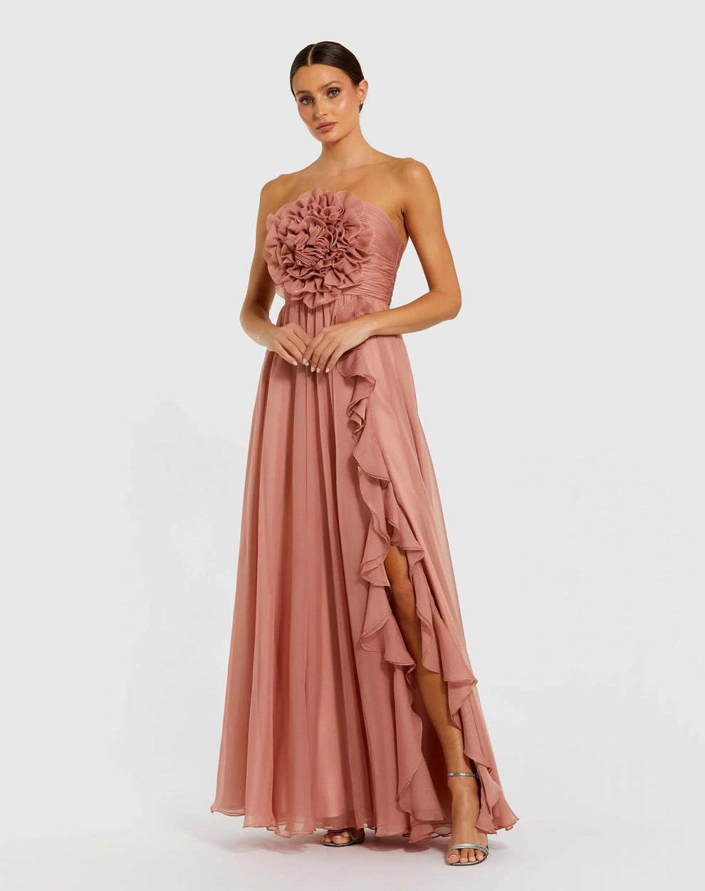 Prom Dresses 3D Floral A Line Formal Long Prom Dress Mac Duggal 56071 Rose