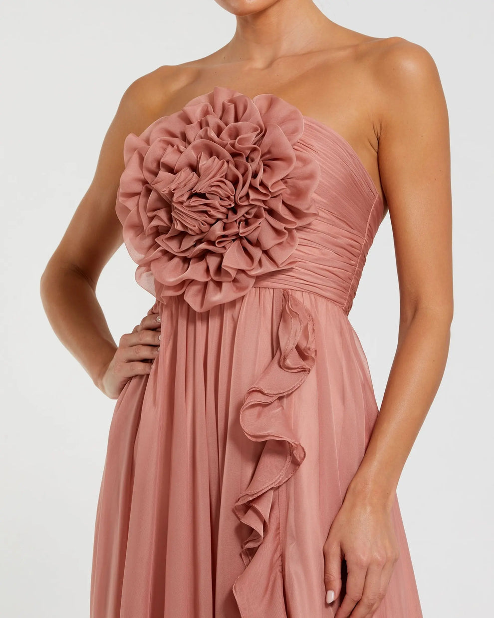 Prom Dresses 3D Floral A Line Formal Long Prom Dress Mac Duggal 56071 Rose