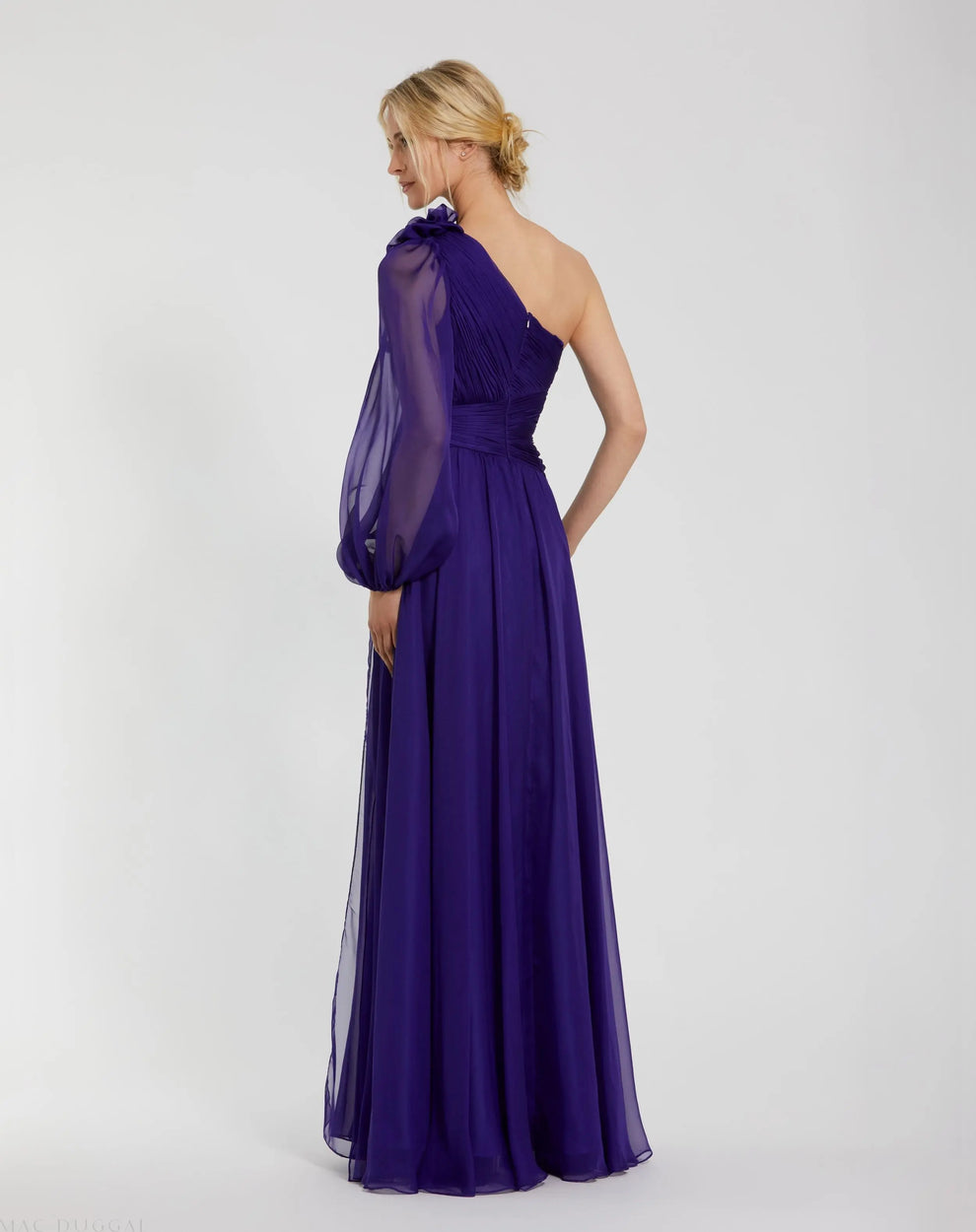 Indigo V-Neck Floor-Length Sequin Formal Gown with A Line Skirt Mac Duggal 56073