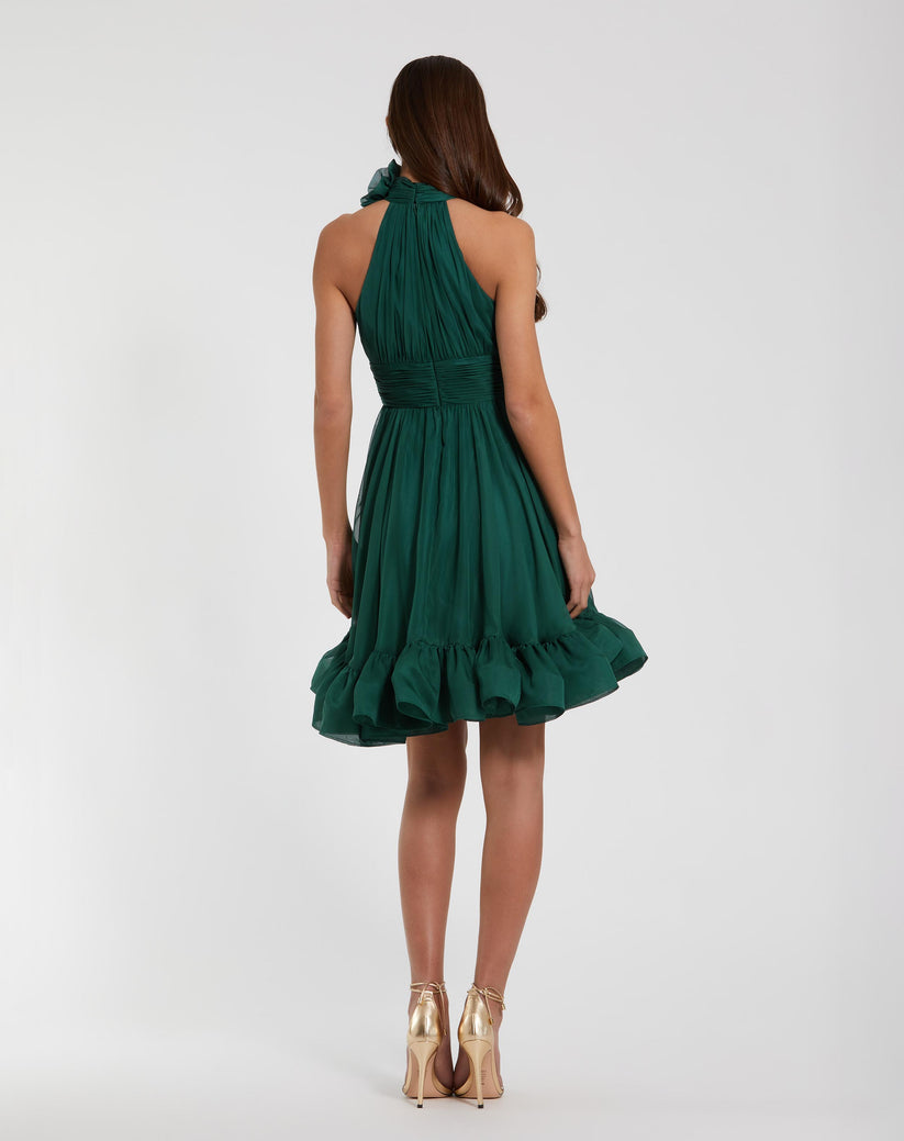 Mac Duggal 56080 Short 3D Floral Applique A Line Cocktail Mini Dress