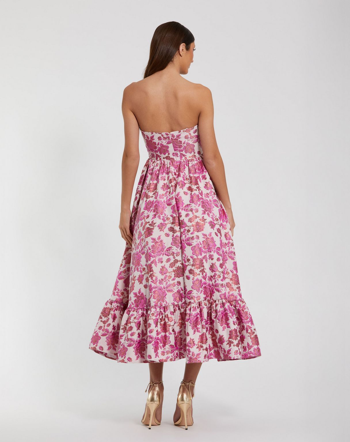 Mac Duggal 56092 Tea Length Floral Ruffle Cocktail Dress