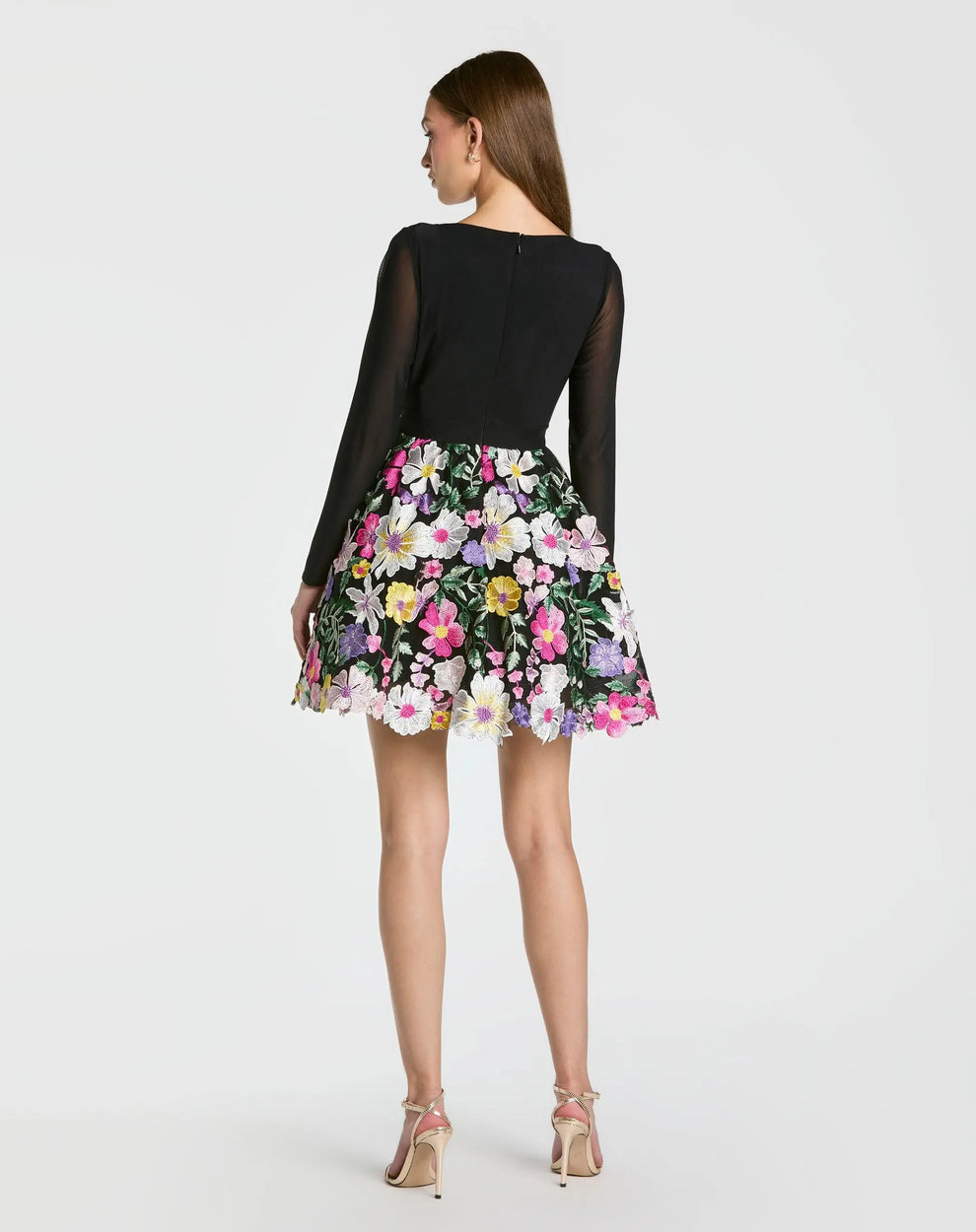 Bateau Mini Chiffon Cocktail Fit & Flare Mac Duggal 56109