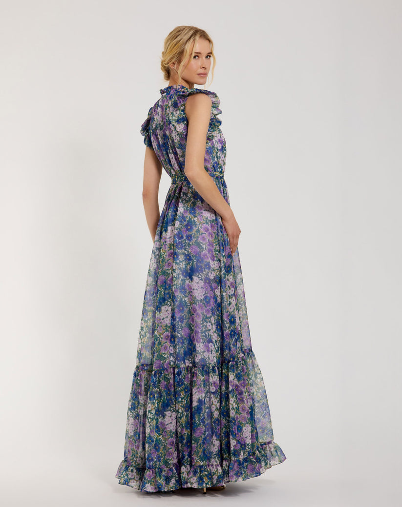 Formal Dresses A Line Floral Print Evening Formal Dress Lilac Multi