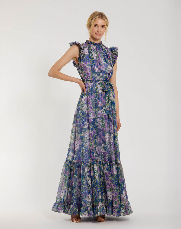 Floral Print Evening Formal Dress A Line Mac Duggal 56116