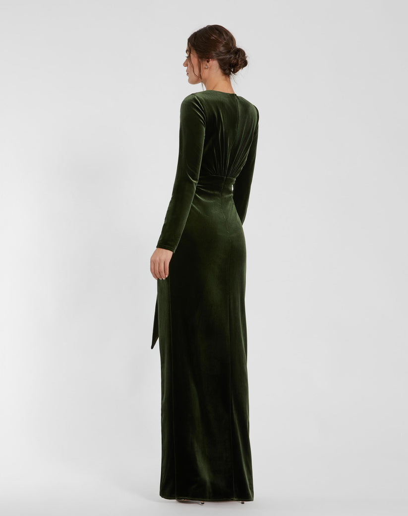 Mac Duggal 56143 Long Sleeve Formal Fitted Velvet Evening Dress