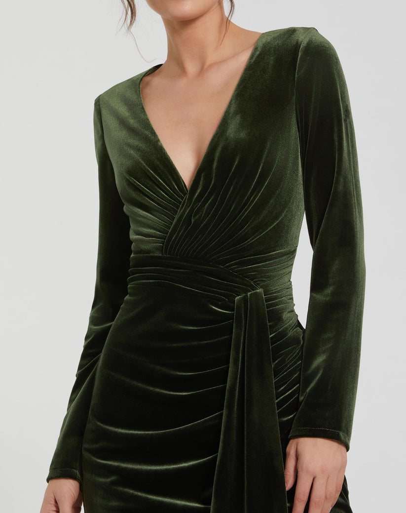 Mac Duggal 56143 Long Sleeve Formal Fitted Velvet Evening Dress