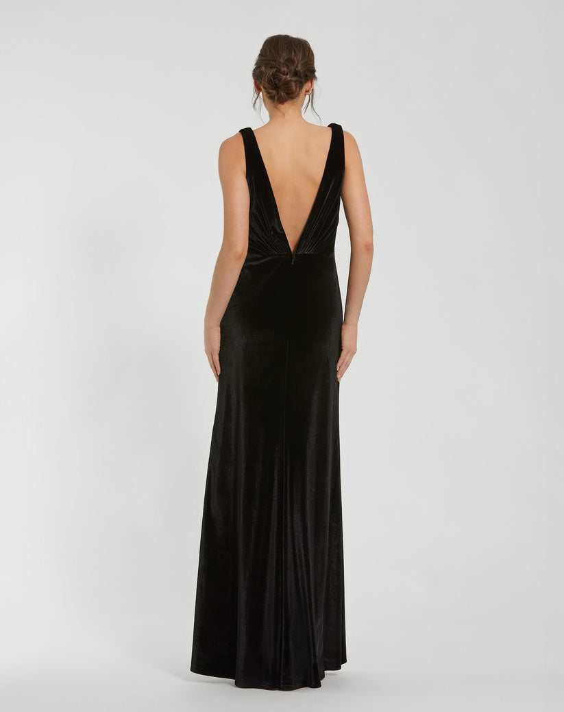 Mac Duggal 56144 Long Fitted Formal Velvet Prom Dress