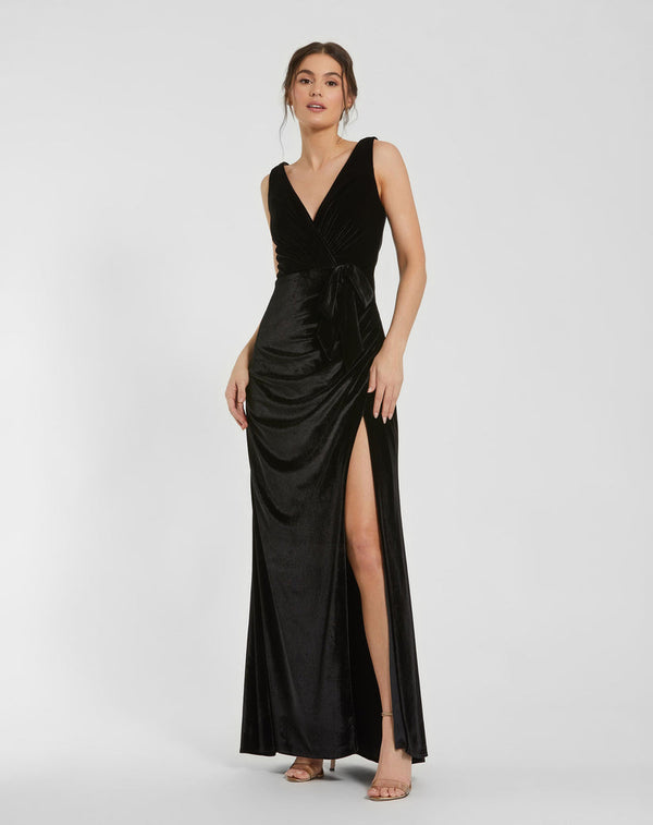 Long Velvet Prom Dress Fitted Mac Duggal 56144