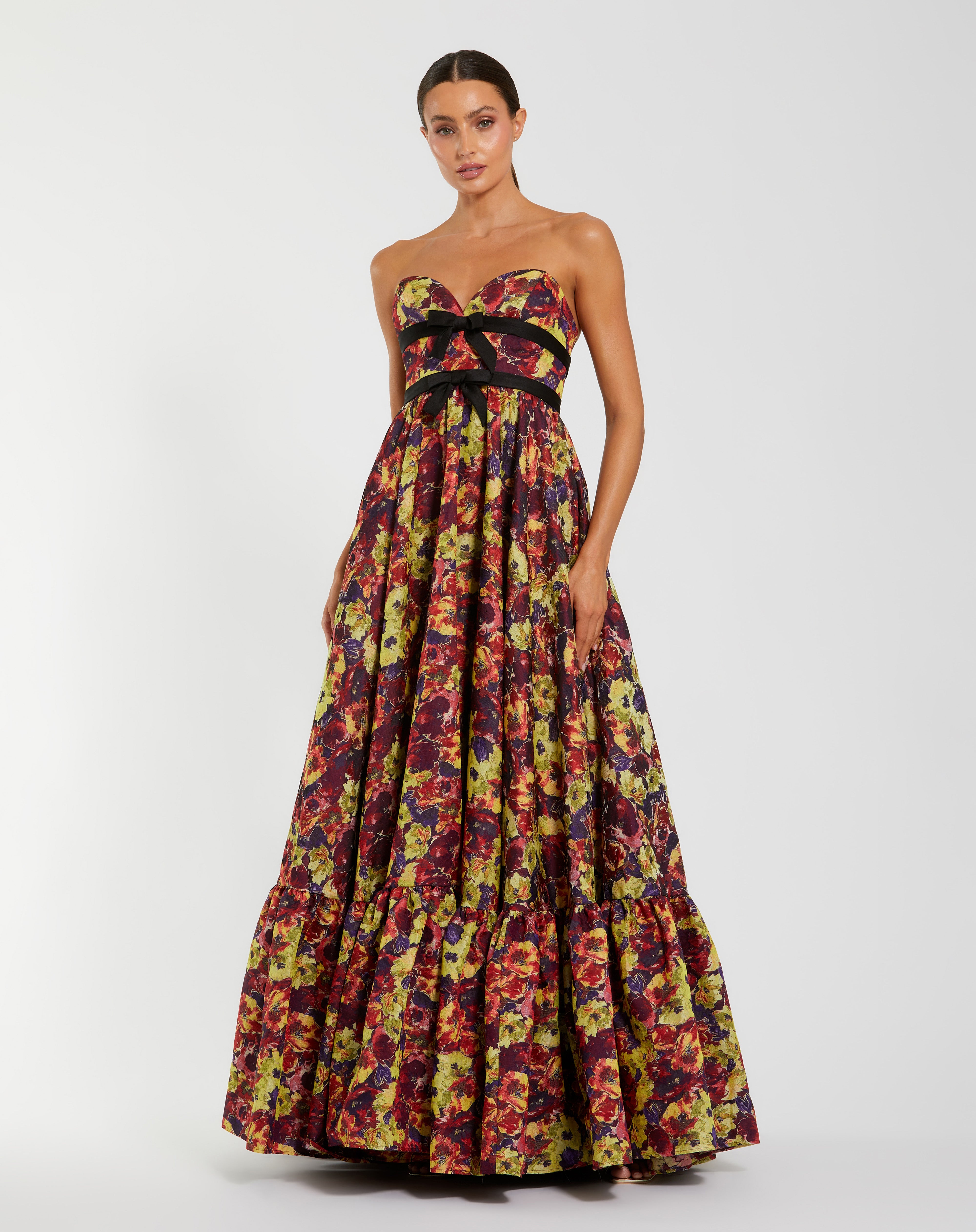 Strapless Curved Neck Floor-Length Satin Evening Ball Gown Mac Duggal 56166