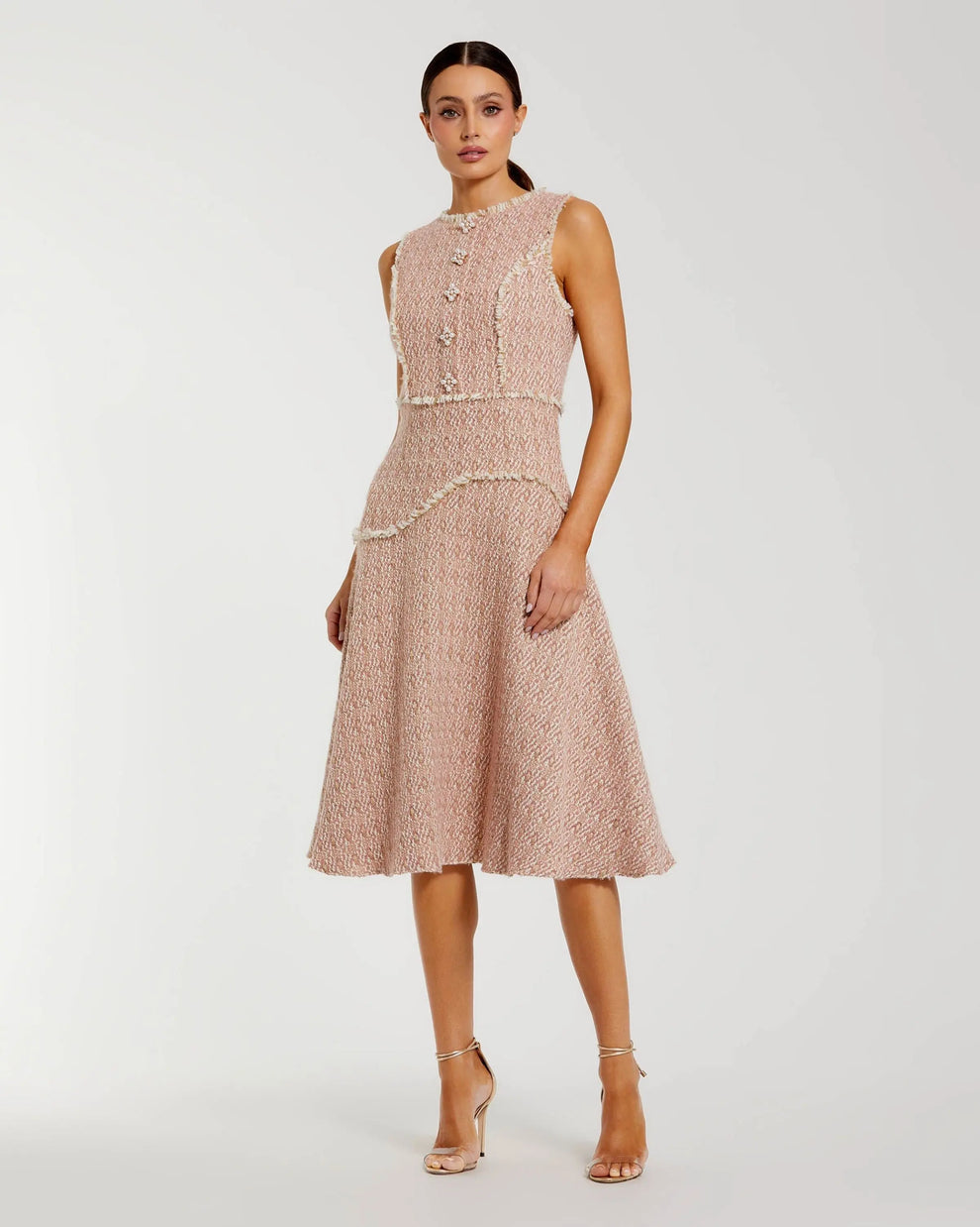Cocktail Dresses Evening Short Midi Cocktail Dress Mac Duggal 56172 Blush Gold