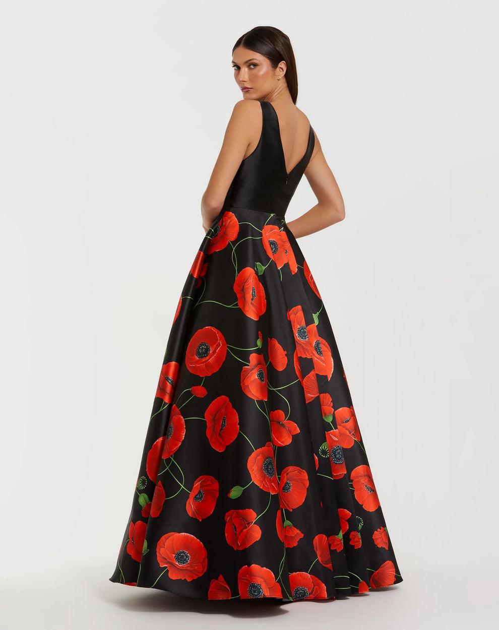 Formal Dresses Ball Gown Floral Print Long Formal Dress Mac Duggal 56181 Poppy Multi