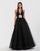 Prom Dresses Long Ball Gown Floral Formal Prom Dress Black
