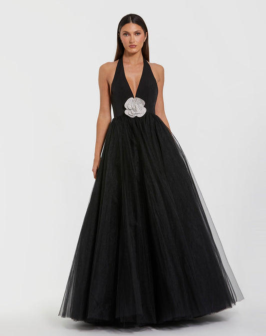 Prom Dresses Long Ball Gown Floral Formal Prom Dress Black