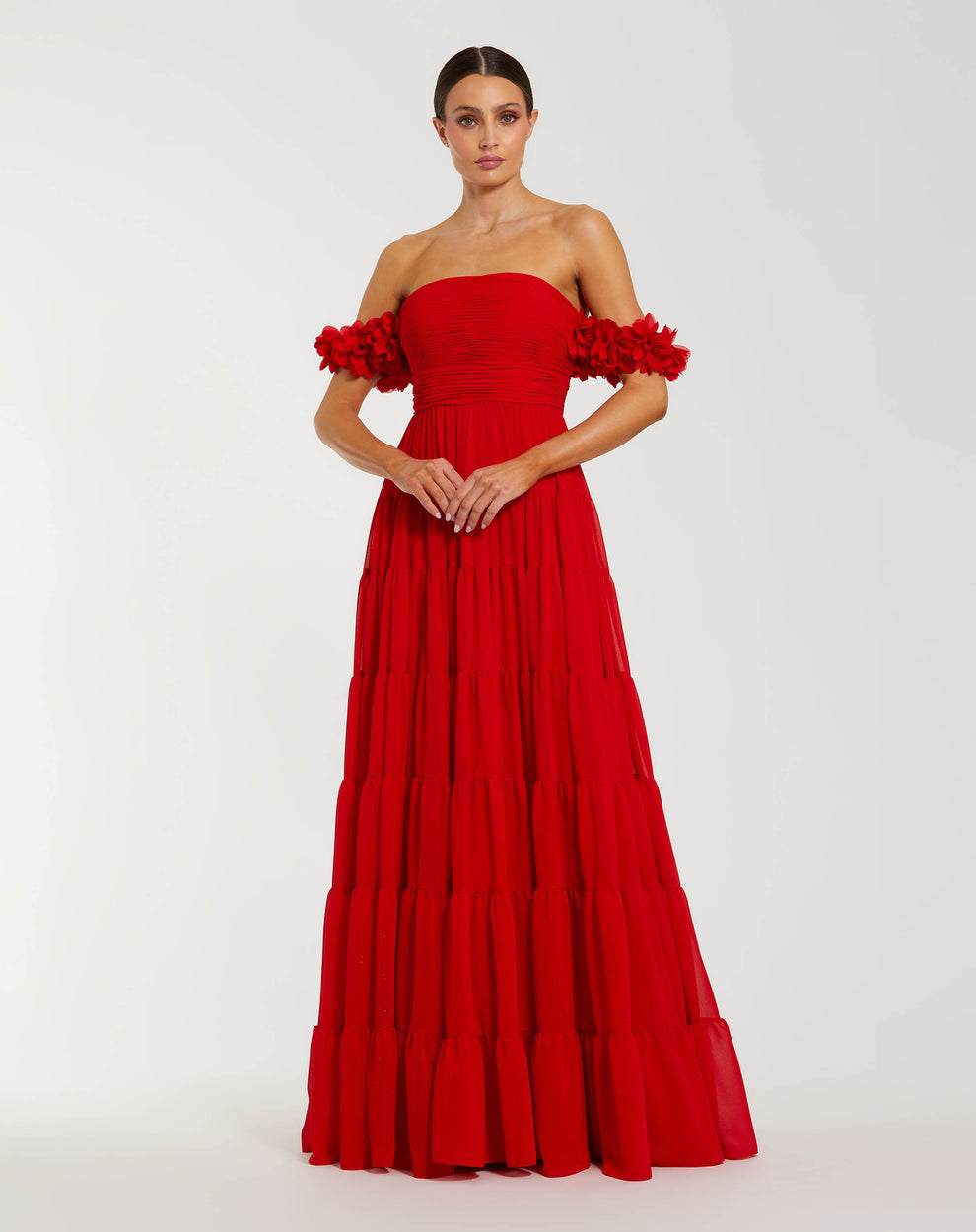 Strapless Straight Neck Floor-Length Chiffon Formal A-Line Mac Duggal 56191