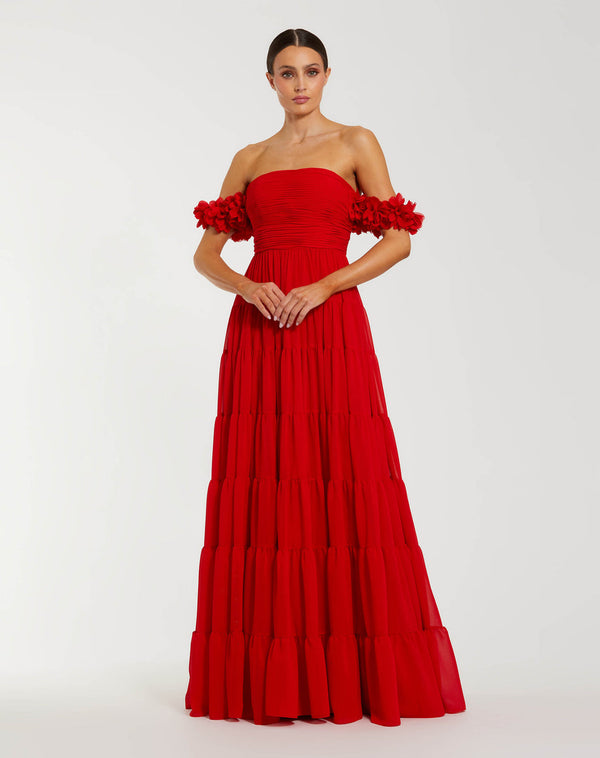 Strapless Straight Neck Floor-Length Chiffon Formal A-Line Mac Duggal 56191