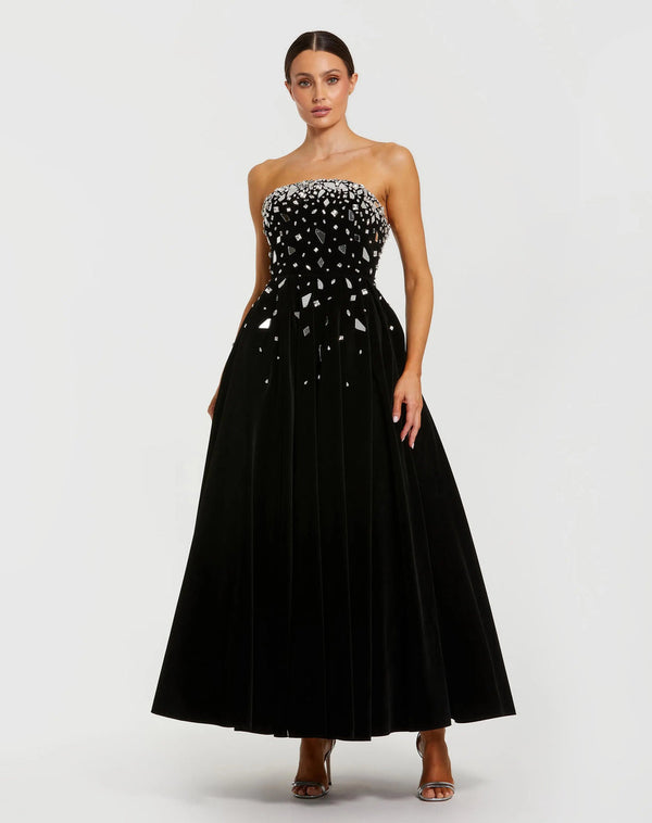Long Formal Velvet Dress A Line Mac Duggal 56197