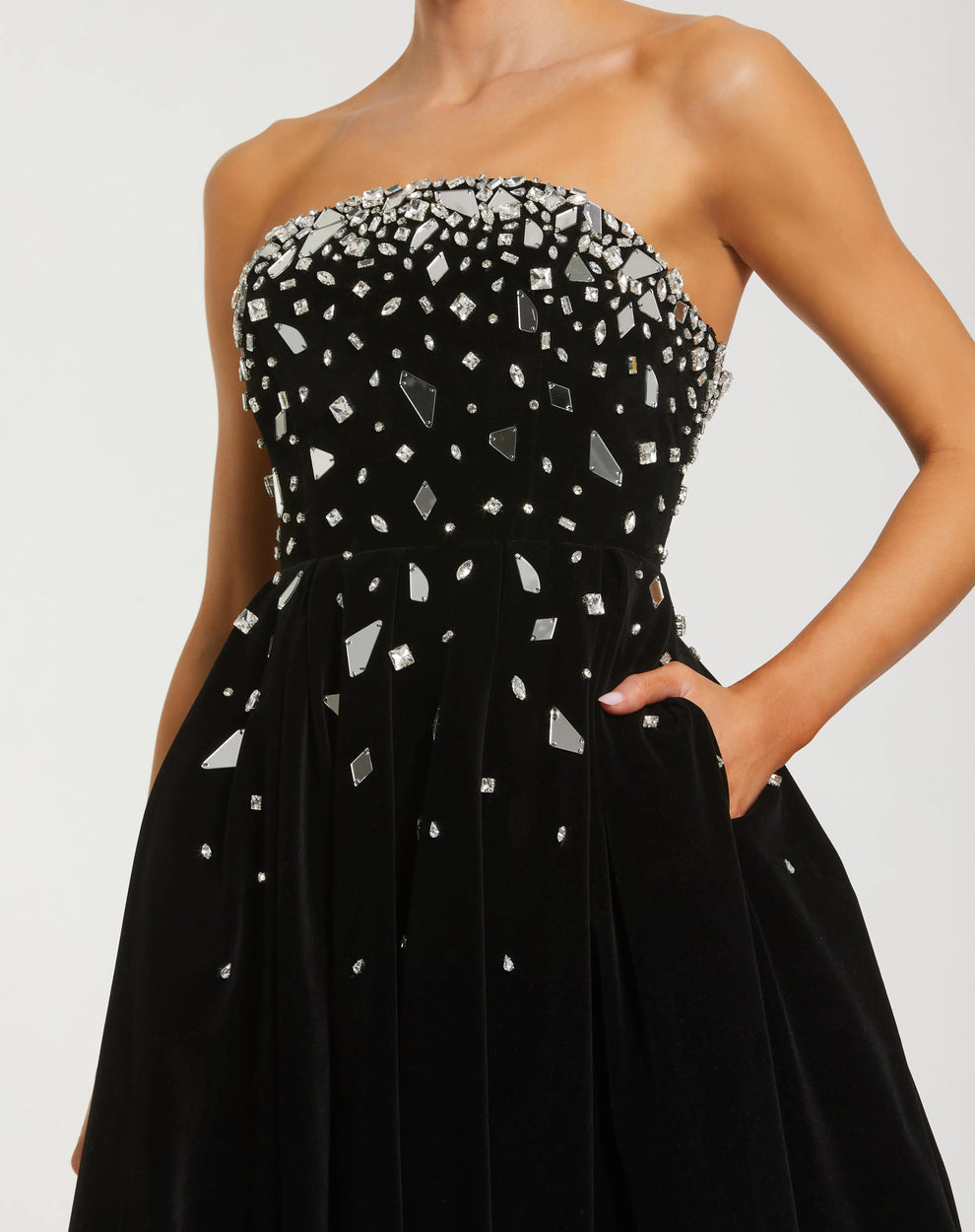 Mac Duggal 56197 Long Formal A Line Prom Velvet Dress