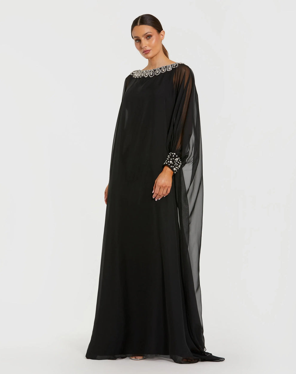Mother of the Bride Beaded Long Formal Mother of the Bride Dress Black