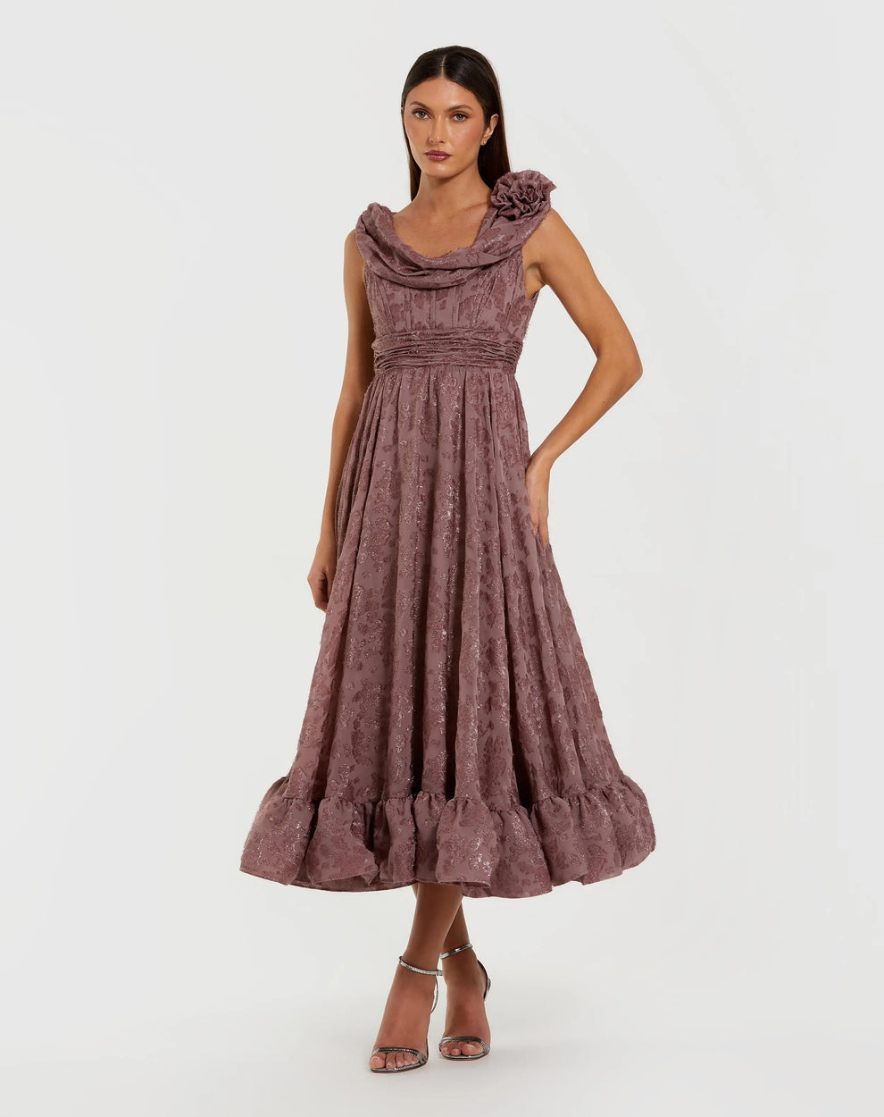 Cocktail Dresses Short Cocktail Homecoming Ruffle Midi Dress Mauve