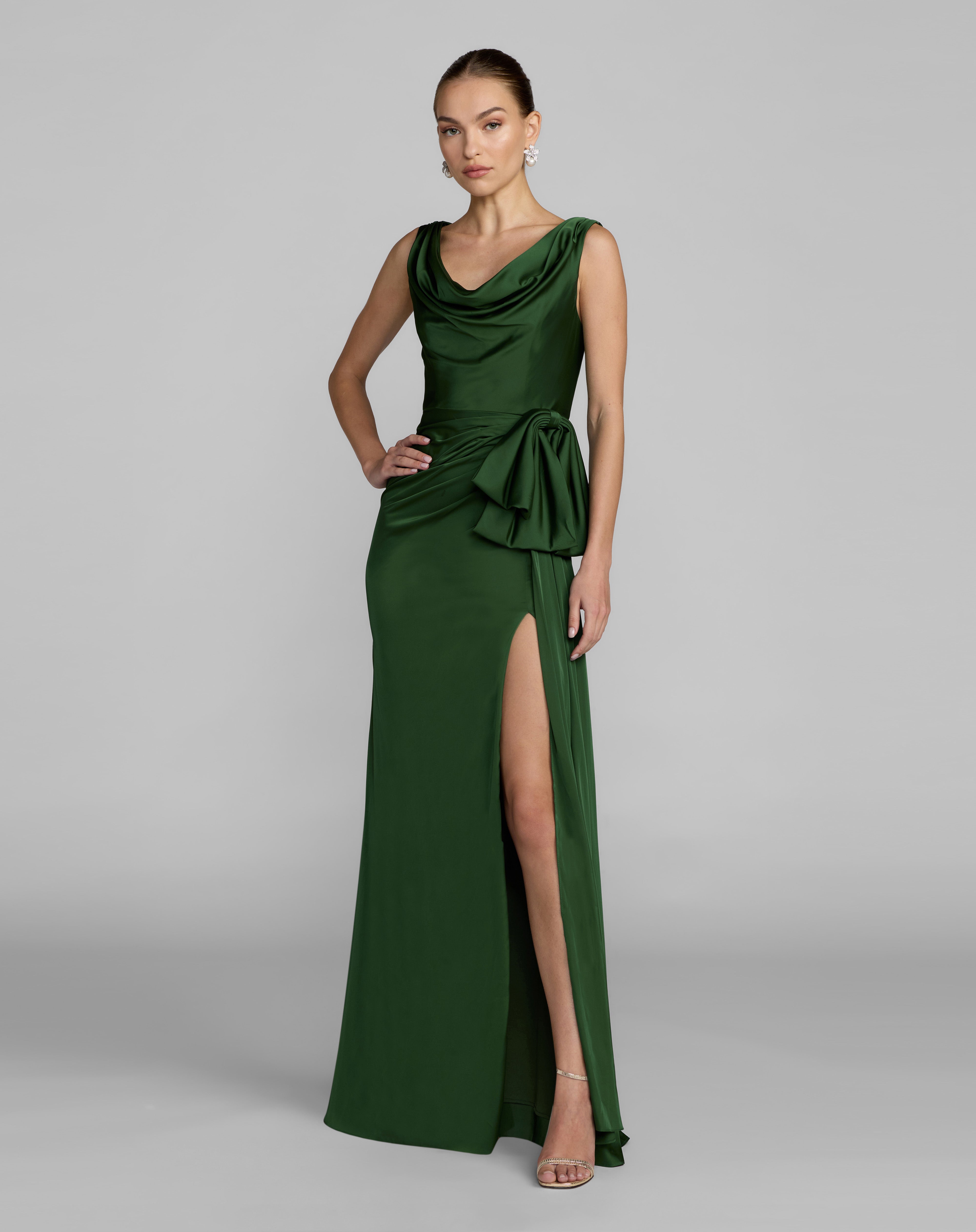 Cowl Floor-Length Satin Formal Mermaid Mac Duggal 56230
