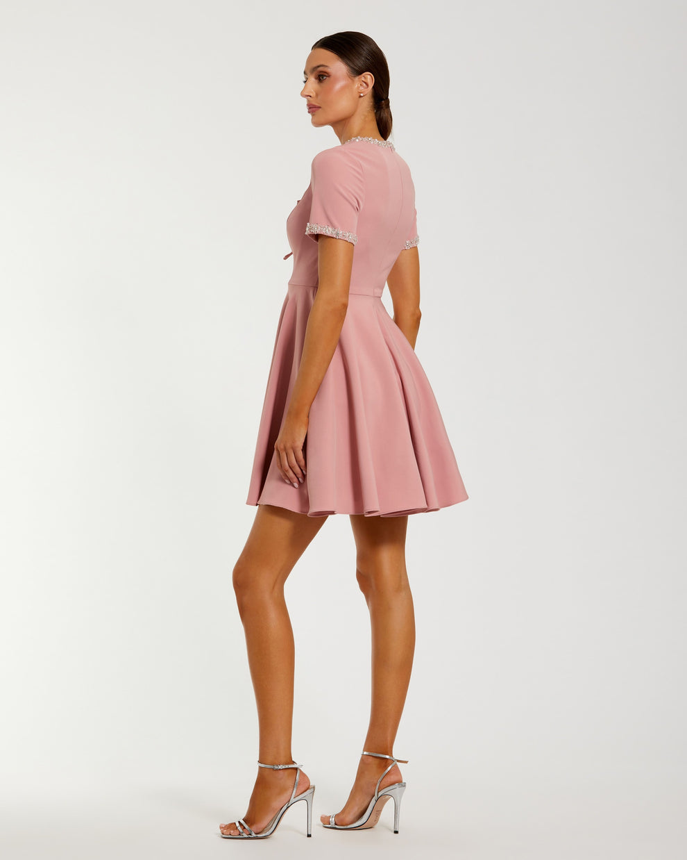 Cocktail Dresses Beaded A Line Short Homecoming Cocktail Dress Mac Duggal 56243 Dusty Rose
