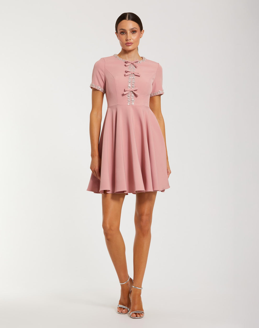 Cocktail Dresses Beaded A Line Short Homecoming Cocktail Dress Mac Duggal 56243 Dusty Rose