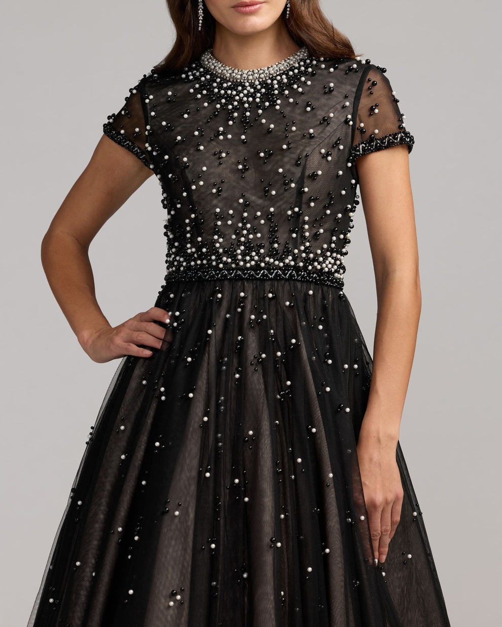 Crew High-Neck Tea-Length Tulle Cocktail A-Line Mac Duggal 56255