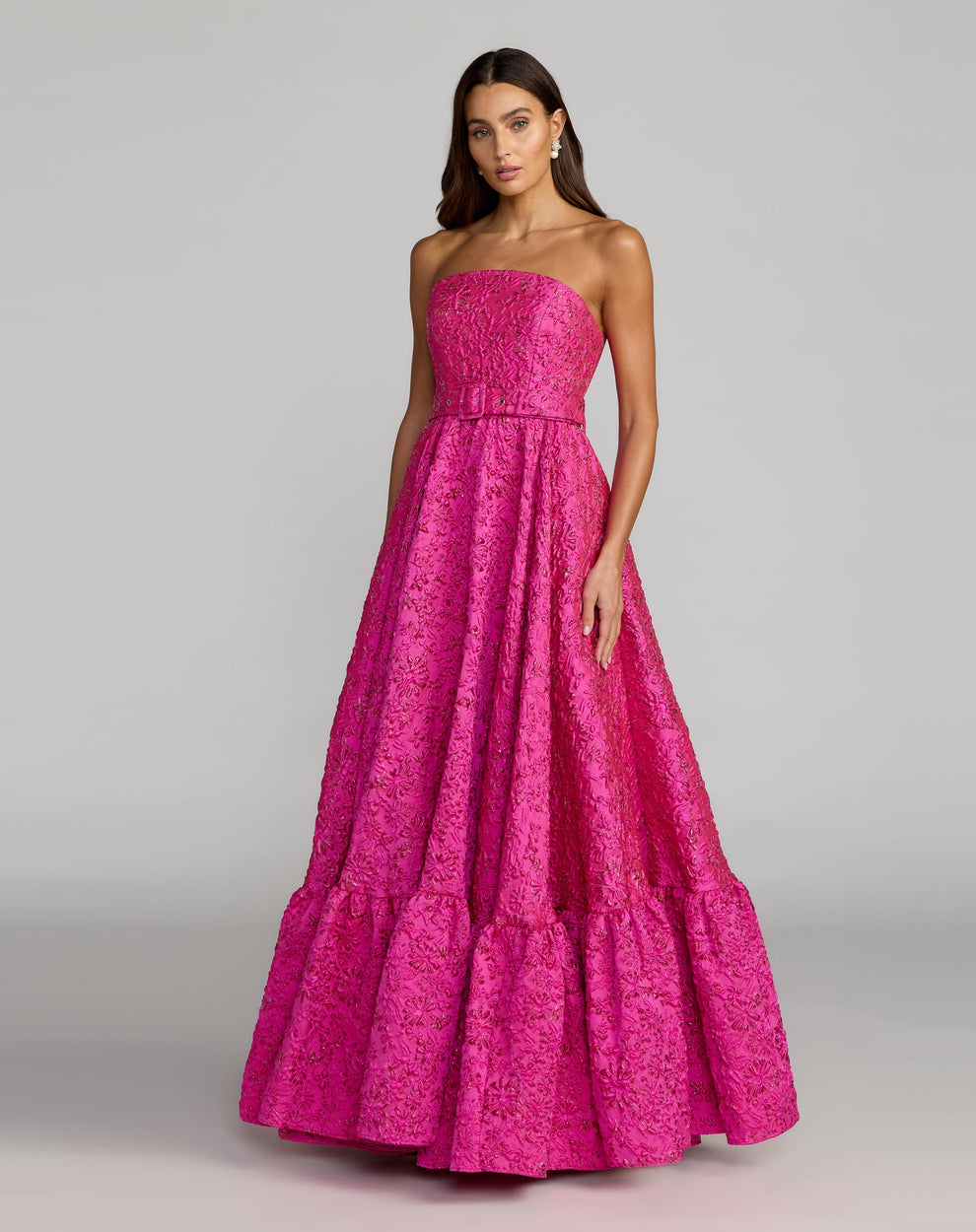 Prom Dresses Long Formal Ball Gown Floral Prom Dress Mac Duggal 56277 Hot Pink