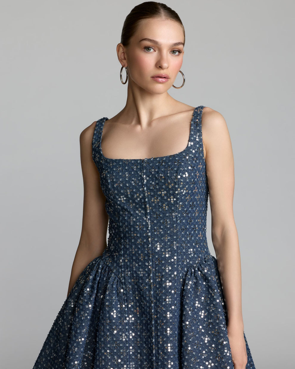 Square Mini Sequin Cocktail Fit & Flare Mac Duggal 56299
