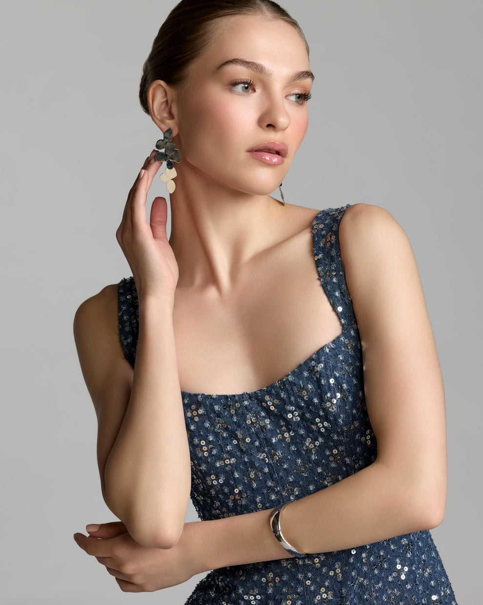 Square Tea-Length Sequin Evening A-Line Mac Duggal 56300