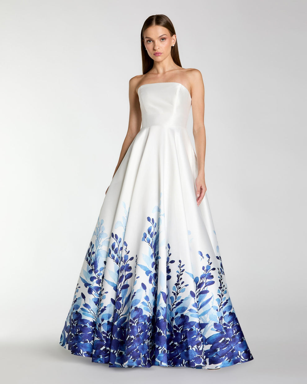 Prom Dresses Floral Print Long Formal Ball Gown Prom Dress Mac Duggal 56316 White Multi