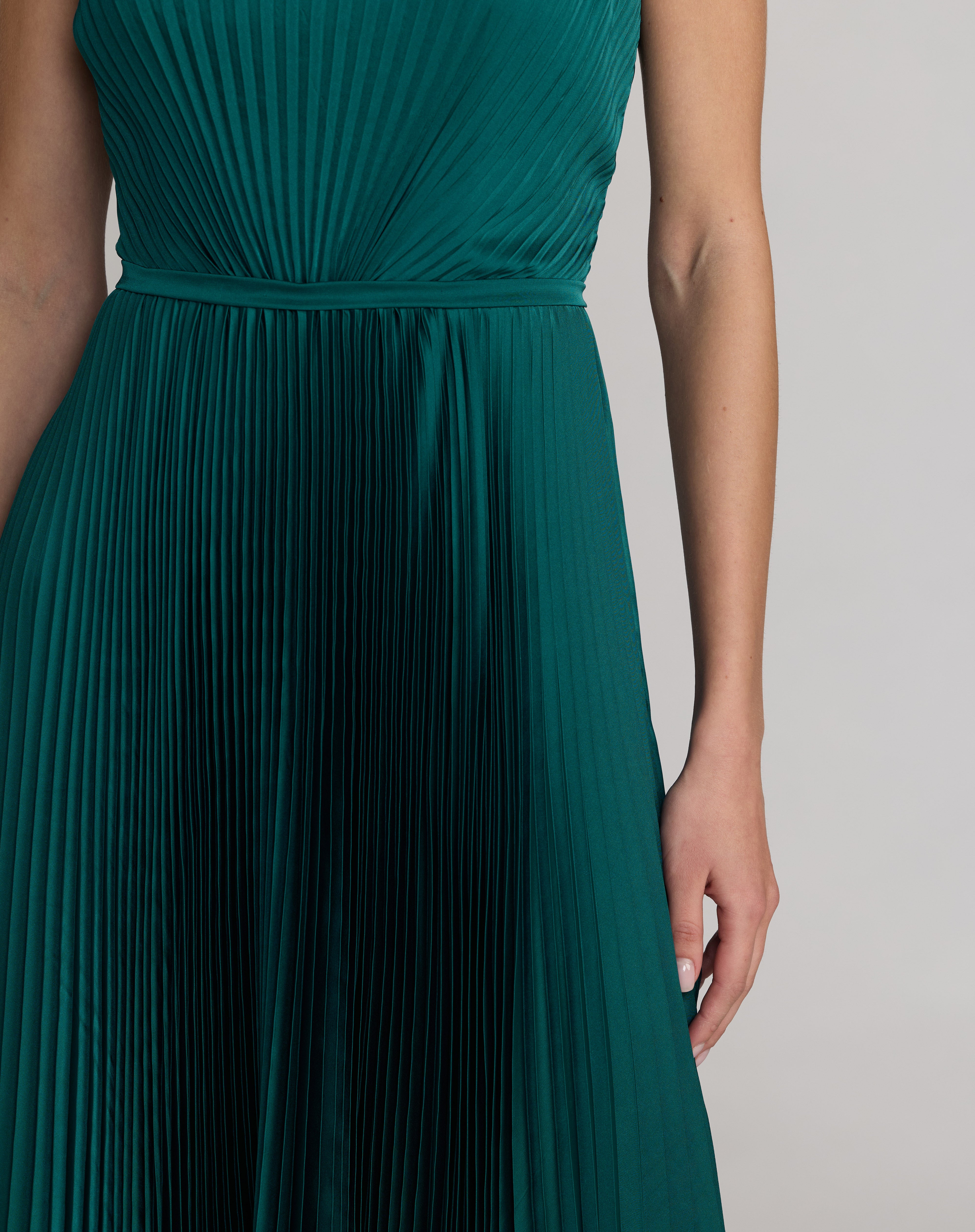 Crew/High-Neck Midi Satin Occasion A-Line Mac Duggal 56326