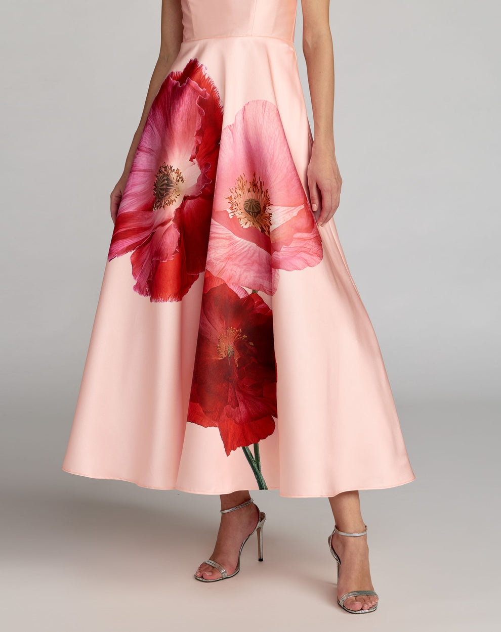 Cocktail Dresses Floral Print Short A Line Midi Cocktail Dress Mac Duggal 56352 Blush Multi