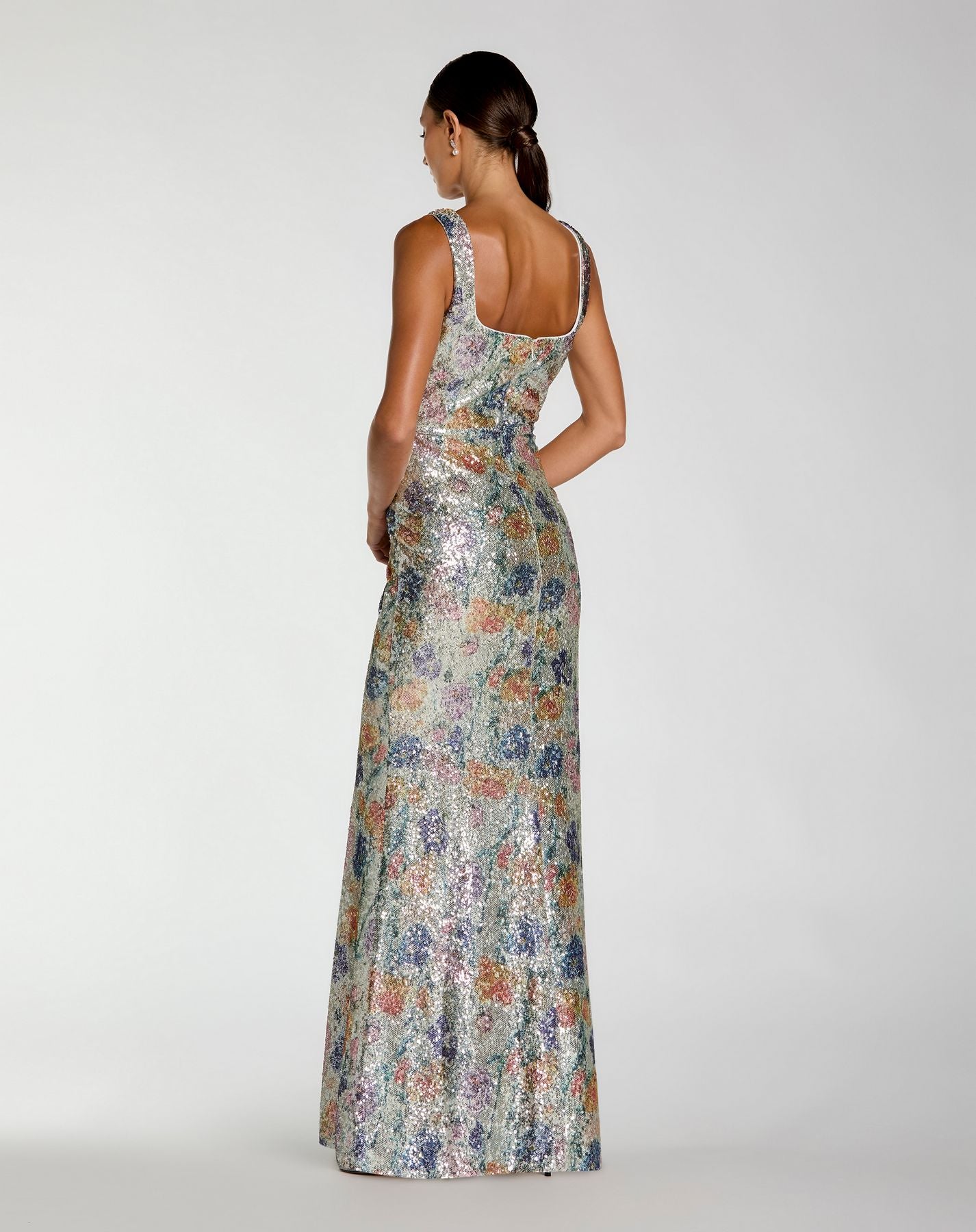 Formal Dresses Long Sequin Formal Dress - Fitted - Mac Duggal 56388 Silver Multi-Jacquard-56388-Sequin