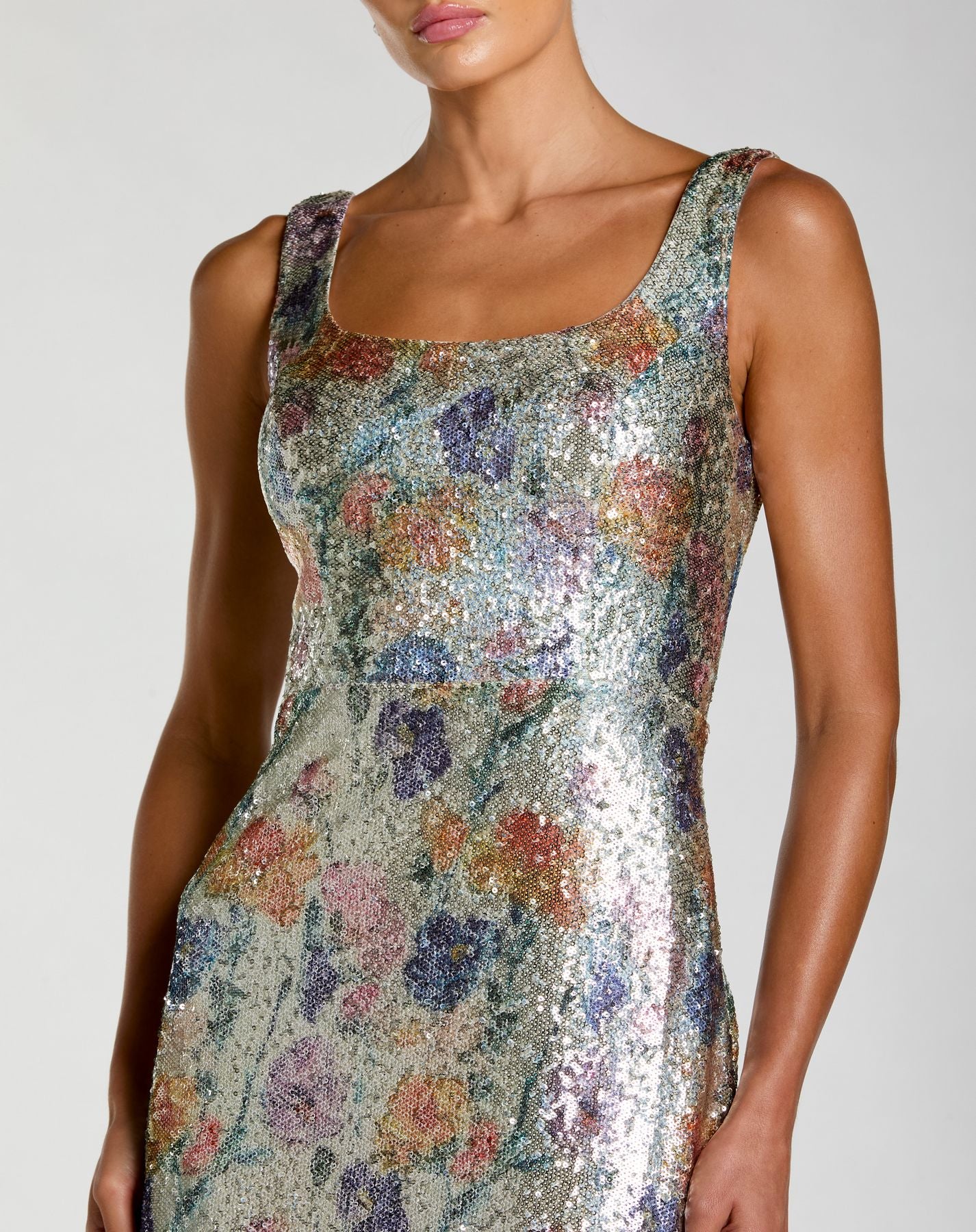 Formal Dresses Long Sequin Formal Dress - Fitted - Mac Duggal 56388 Silver Multi-Jacquard-56388-Sequin