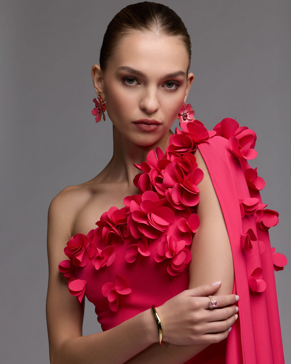 One-Shoulder Floor-Length Crepe Evening Sheath/Column Mac Duggal 56394