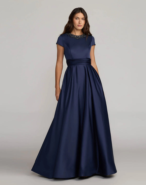 Jewel Floor-Length Satin Evening A-Line Mac Duggal 56401