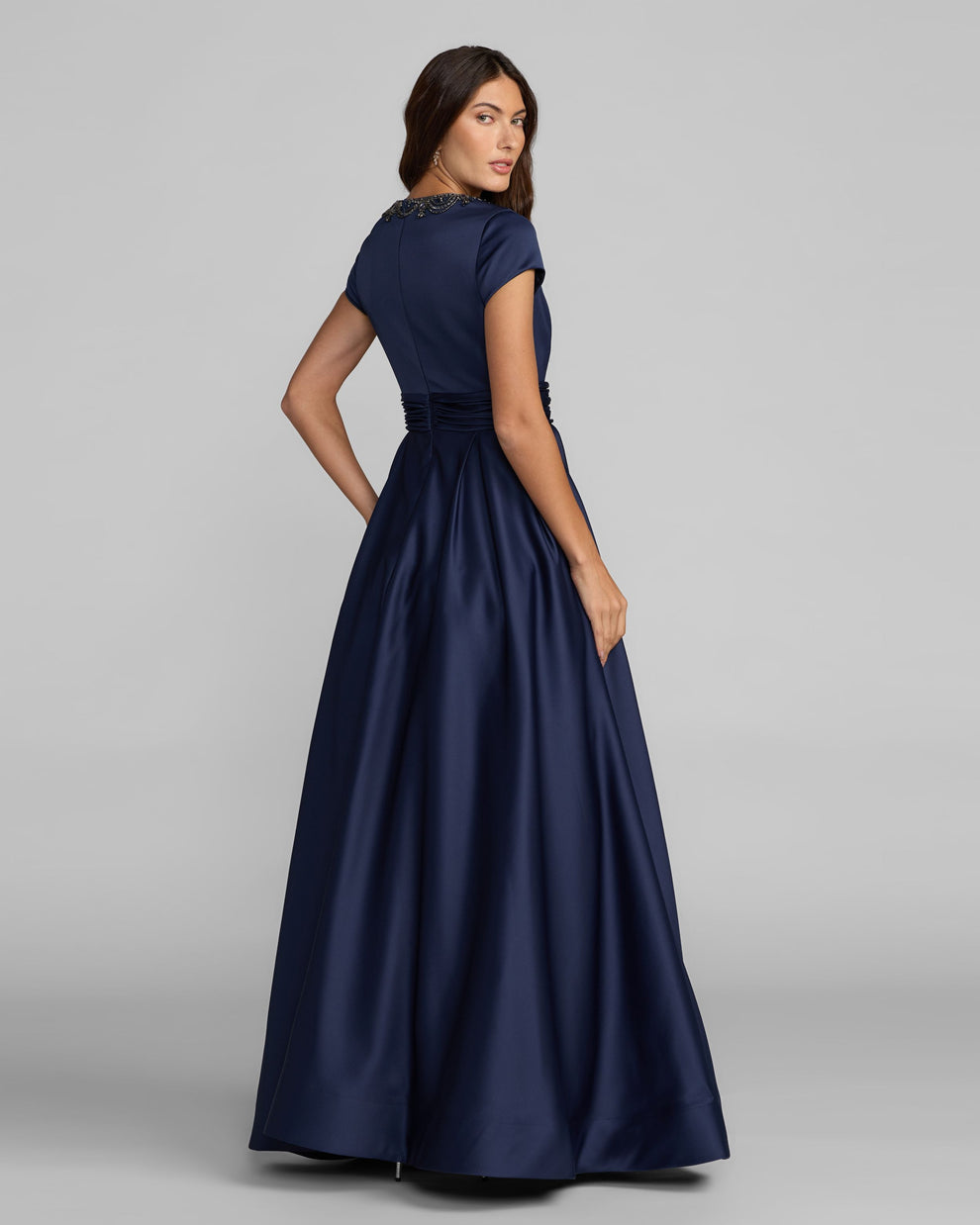 Jewel Floor-Length Satin Evening A-Line Mac Duggal 56401