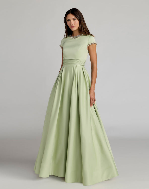 Pleated Ball Gown Beaded Formal Mother of the Bride Dress Mac Duggal 56402