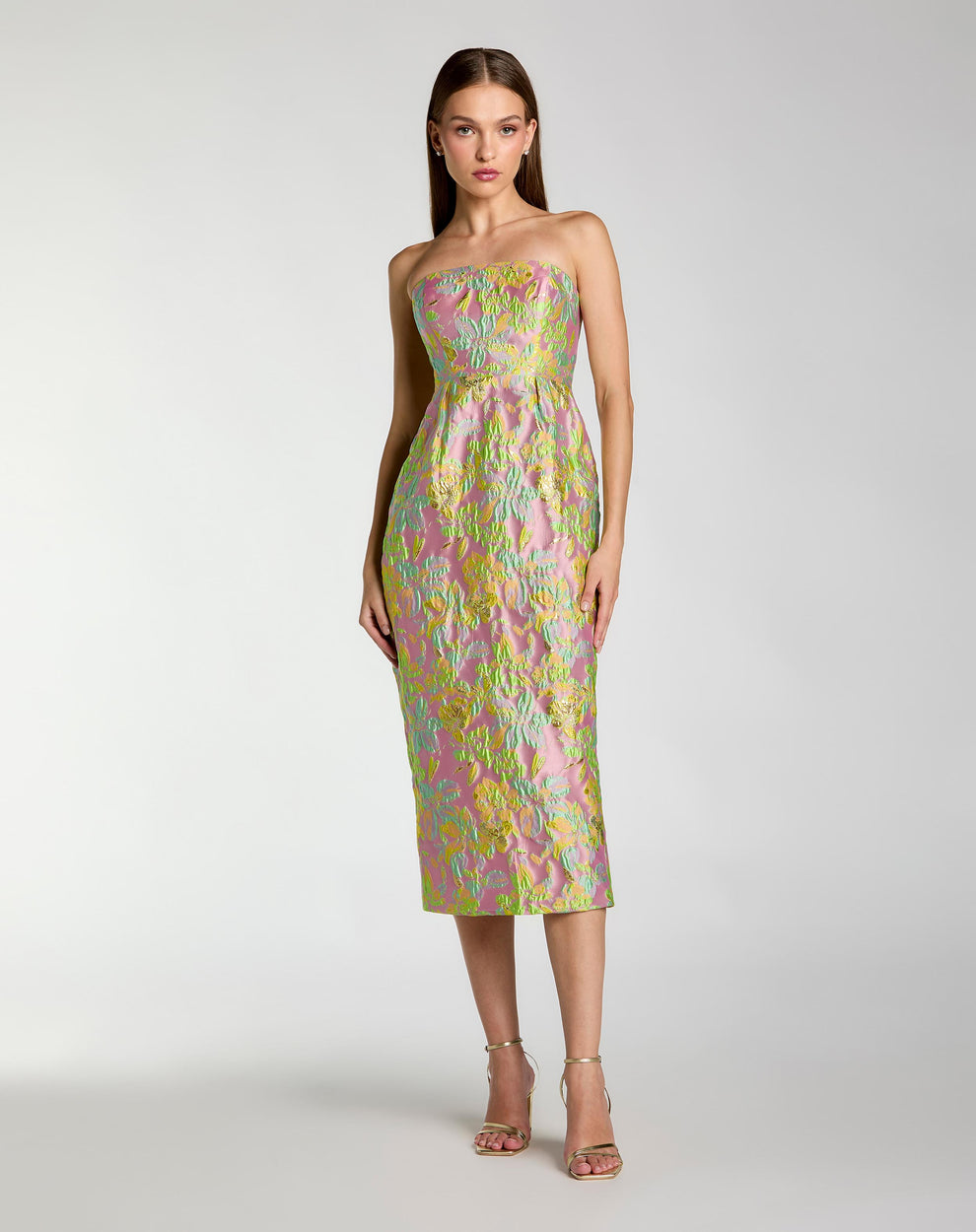 Cocktail Dresses Short Floral Midi Cocktail Dress Mac Duggal 56423 Blush Multi