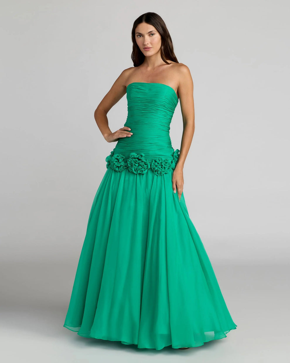 Strapless Floor-Length Chiffon Formal Ball Gown Mac Duggal 56428