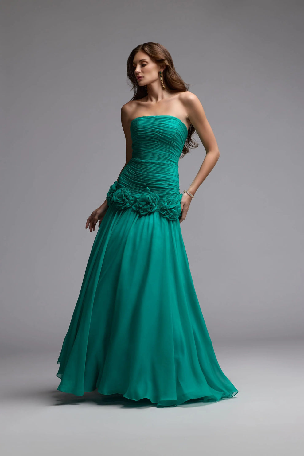 Strapless Floor-Length Chiffon Formal Ball Gown Mac Duggal 56428