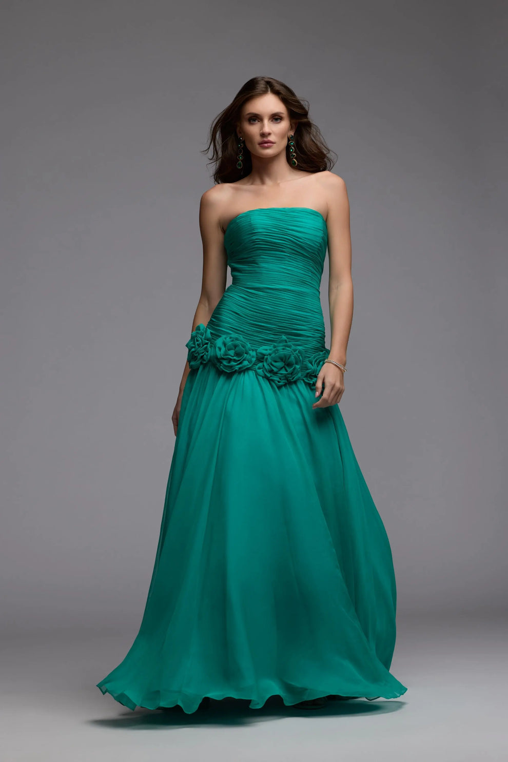 Strapless Floor-Length Chiffon Formal Ball Gown Mac Duggal 56428