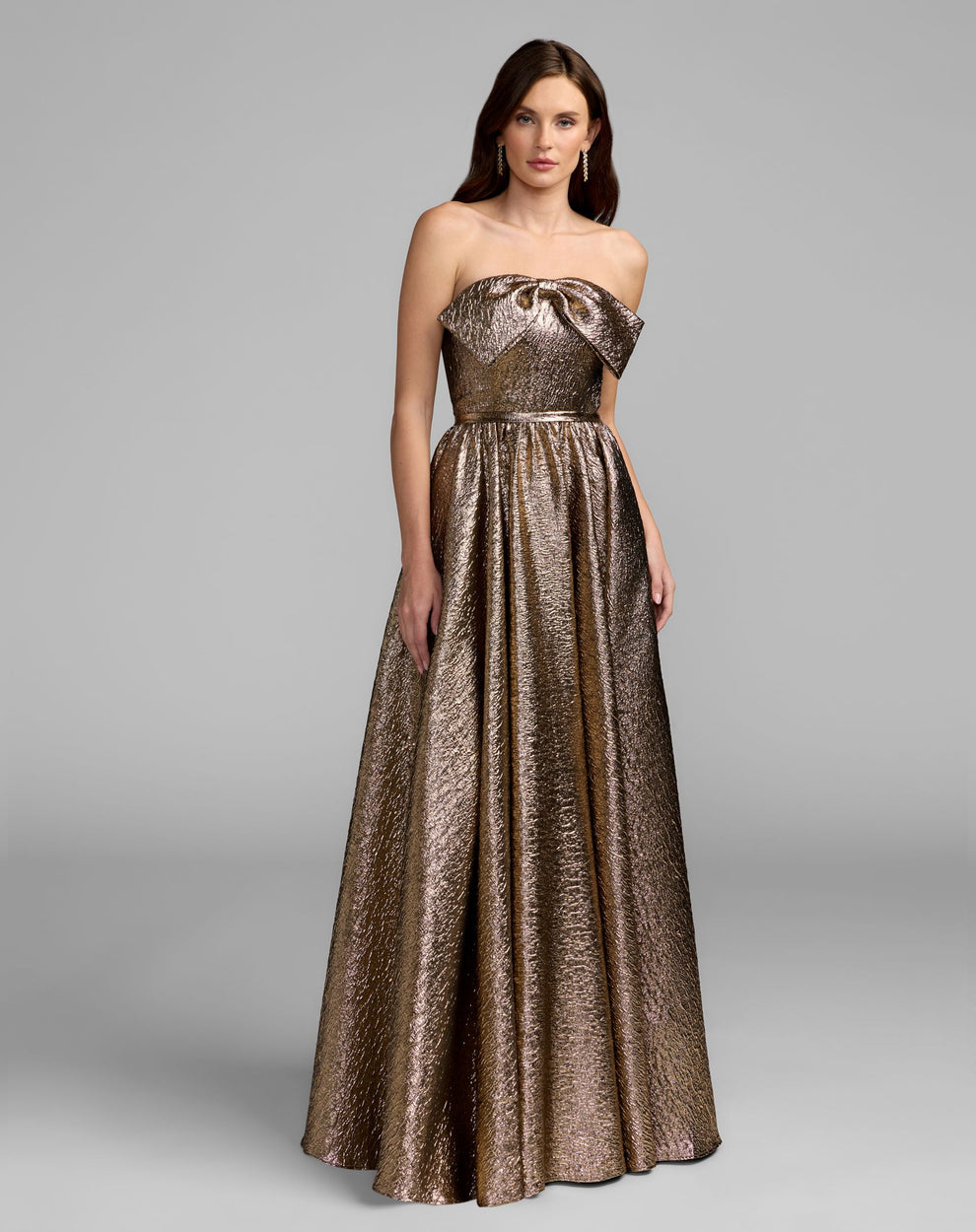 Strapless Curved Neck Floor-Length Satin Occasion Ball Gown Mac Duggal 9956441P
