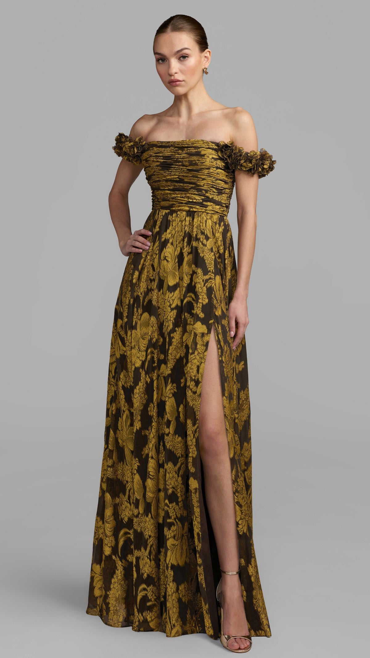 Mac Duggal style 56492 in Yellow Multi, front view
