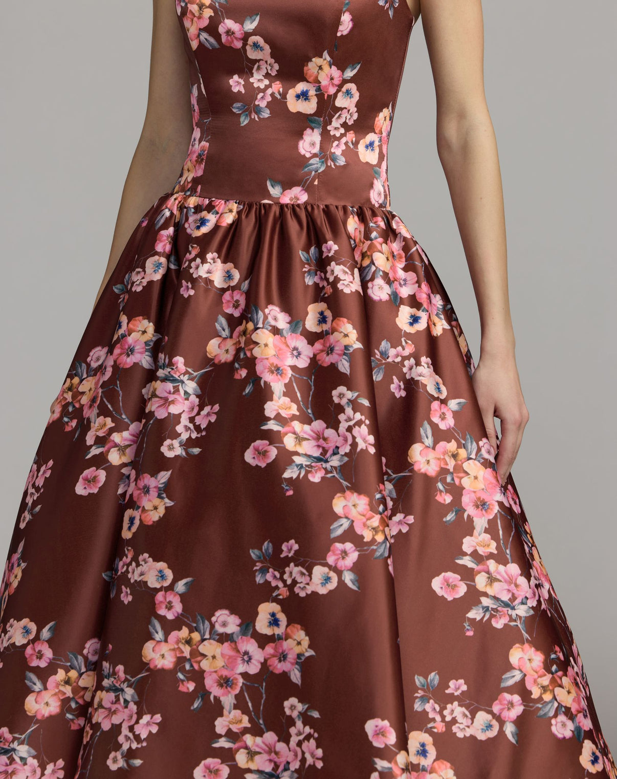Strapless Straight Neck Tea-Length Satin Cocktail A-Line Mac Duggal 56504