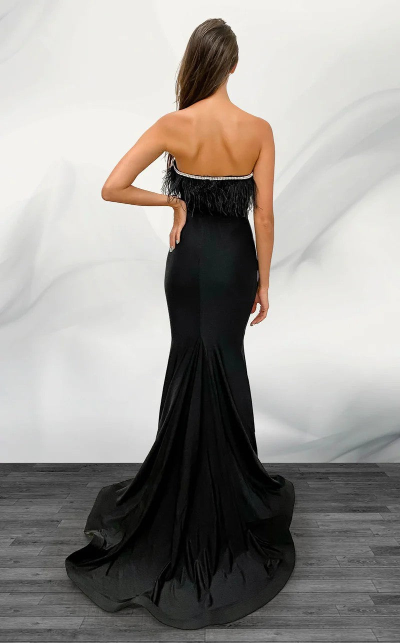 Jessica Angel 569 Long Mermaid Formal Feather Prom Dress
