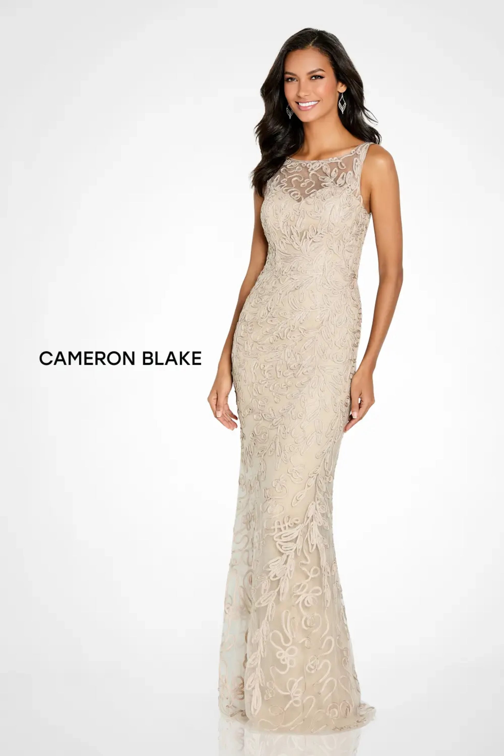 Cameron Blake CB136 Formal Long Lace Evening Dress