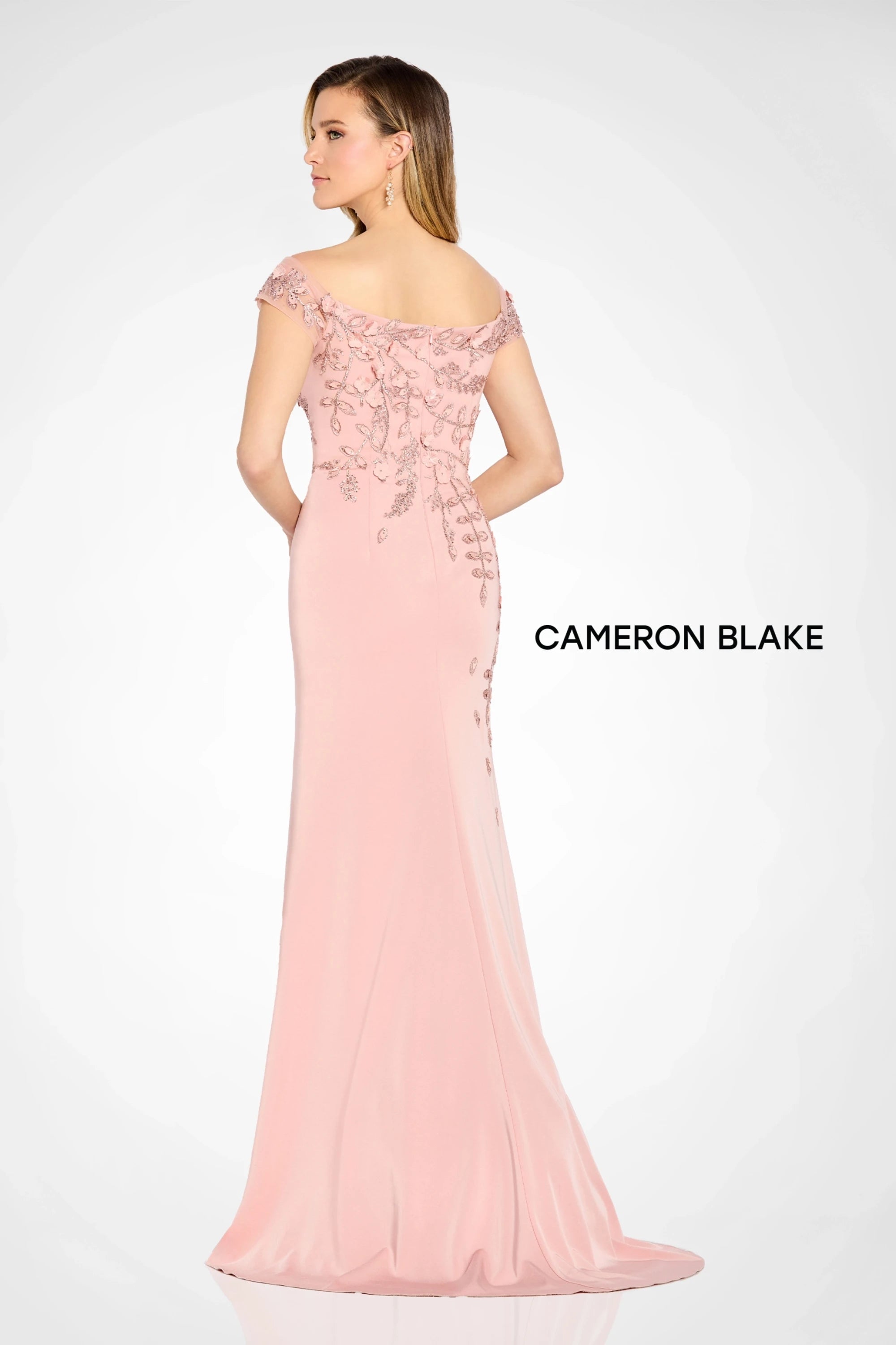 Formal Dresses Beaded Long Formal 3D Floral Applique Evening Gown English Rose